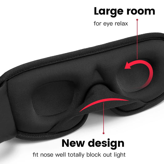 3D Contoured Sleep Mask – Ultra Soft, Breathable Light-Blocking Eye Mask for Deep Sleep, Travel, and Relaxation
