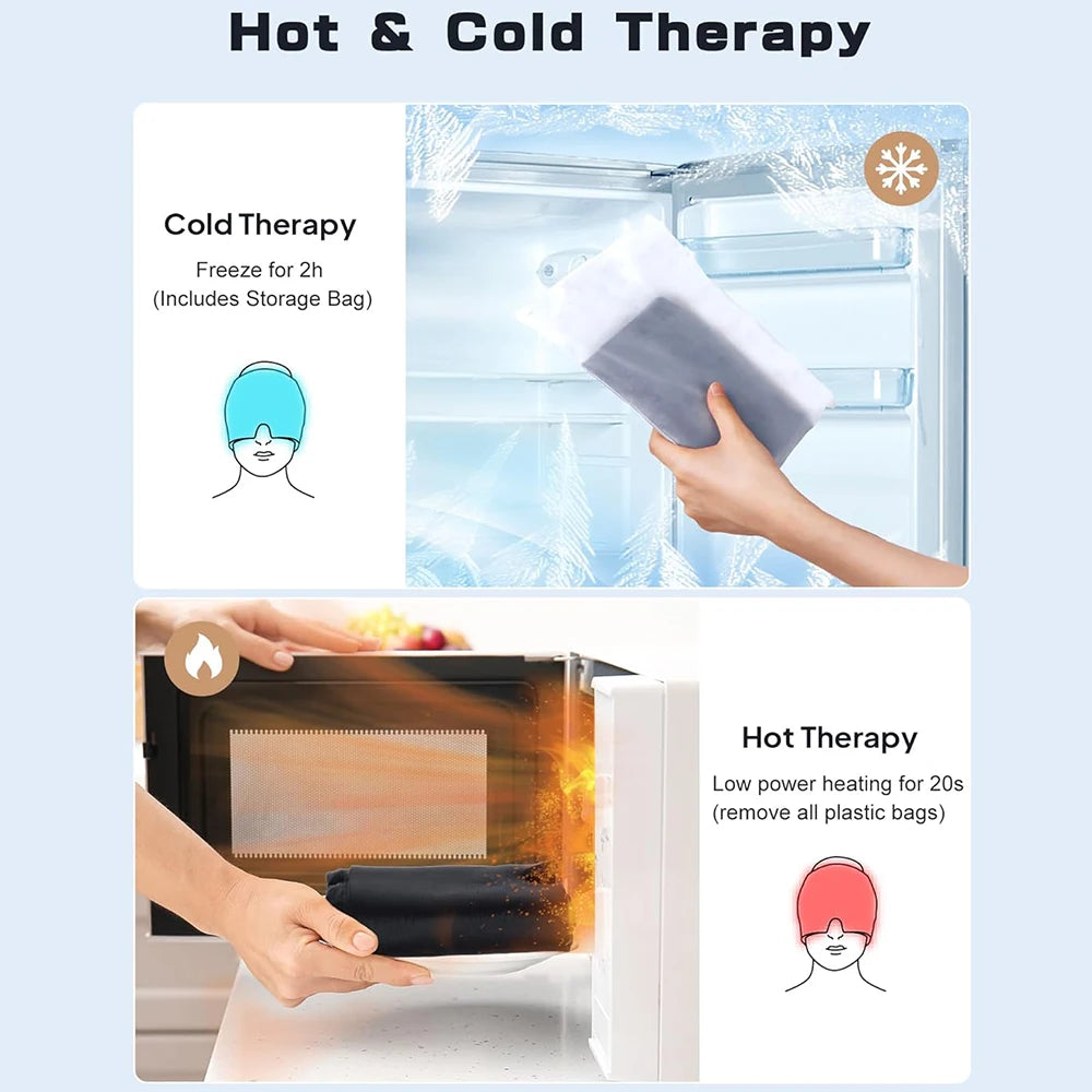 Cooling Gel Ice Headache Relief Cap – Cold Compress Therapy Hat for Migraine, Sinus Pressure, and Stress Relief