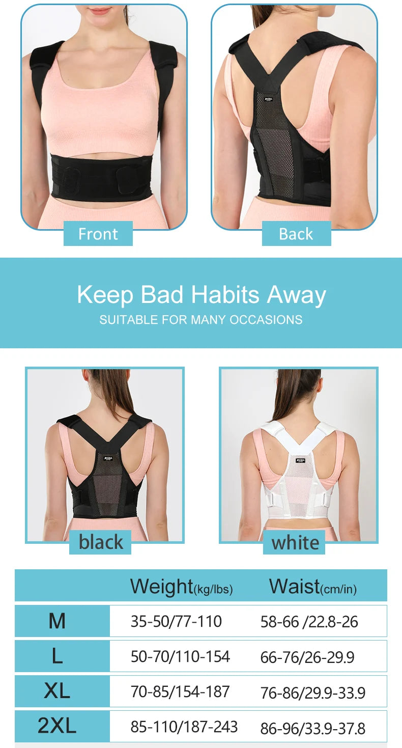Fully Adjustable Back Brace Posture Corrector – Upper Spine Support for Men & Women