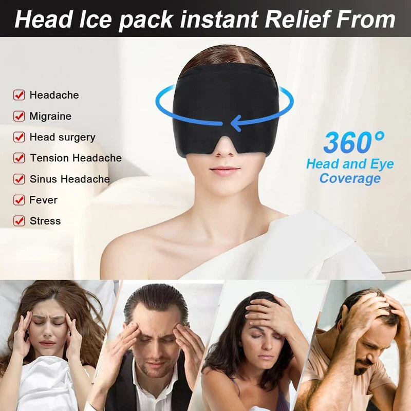 Cooling Gel Ice Headache Relief Cap – Cold Compress Therapy Hat for Migraine, Sinus Pressure, and Stress Relief