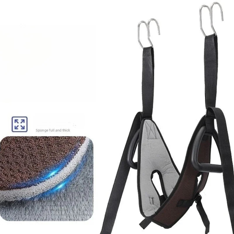 Neck Suspension and Cervical Traction Belt – Adjustable Neck Stretching Device with Horizontal Bar for Pain Relief & Posture Correction.