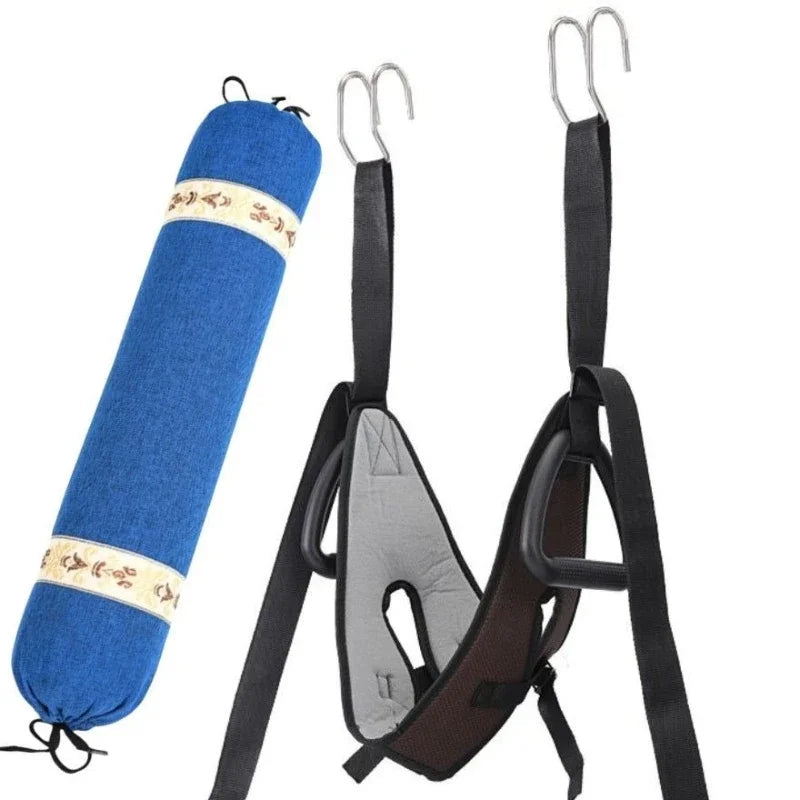 Neck Suspension and Cervical Traction Belt – Adjustable Neck Stretching Device with Horizontal Bar for Pain Relief & Posture Correction.