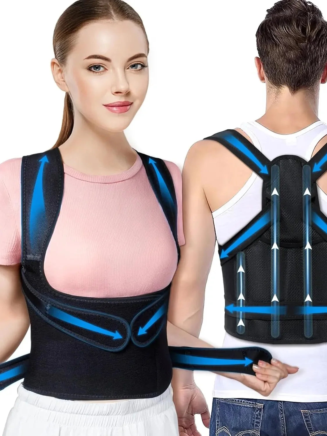 Back Brace Posture Corrector for Women and Men, Shoulder Straightener, Adjustable Full Back Support, Upper and Lower Back Brace