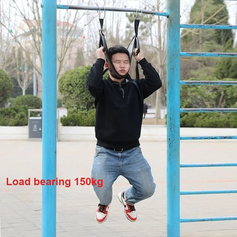 Neck Suspension and Cervical Traction Belt – Adjustable Neck Stretching Device with Horizontal Bar for Pain Relief & Posture Correction.