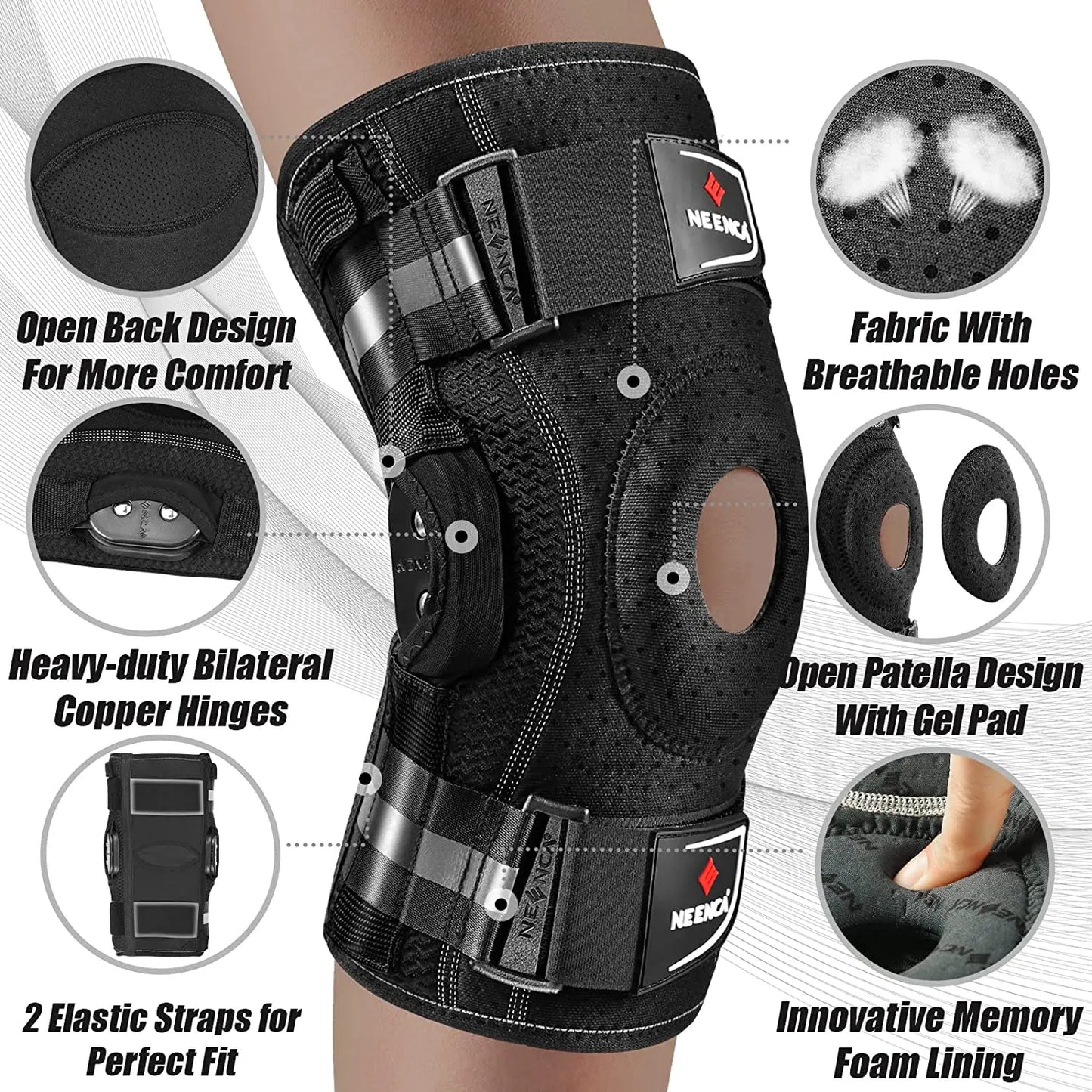 Adjustable Hinged Knee Brace – Dual Stabilizers for Pain Relief, Arthritis, Meniscus Tear, and Injury Recovery (ACL/MCL/PCL Support)