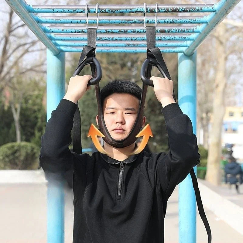 Neck Suspension and Cervical Traction Belt – Adjustable Neck Stretching Device with Horizontal Bar for Pain Relief & Posture Correction.