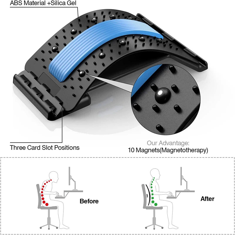 Magnetic Back Stretcher – Multi-Level Adjustable Lumbar & Cervical Spine Support for Pain Relief and Posture Correction