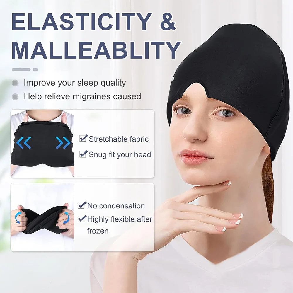 Cooling Gel Ice Headache Relief Cap – Cold Compress Therapy Hat for Migraine, Sinus Pressure, and Stress Relief