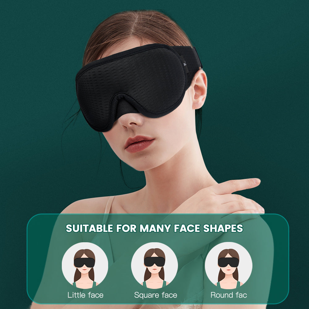 3D Contoured Sleep Mask – Ultra Soft, Breathable Light-Blocking Eye Mask for Deep Sleep, Travel, and Relaxation