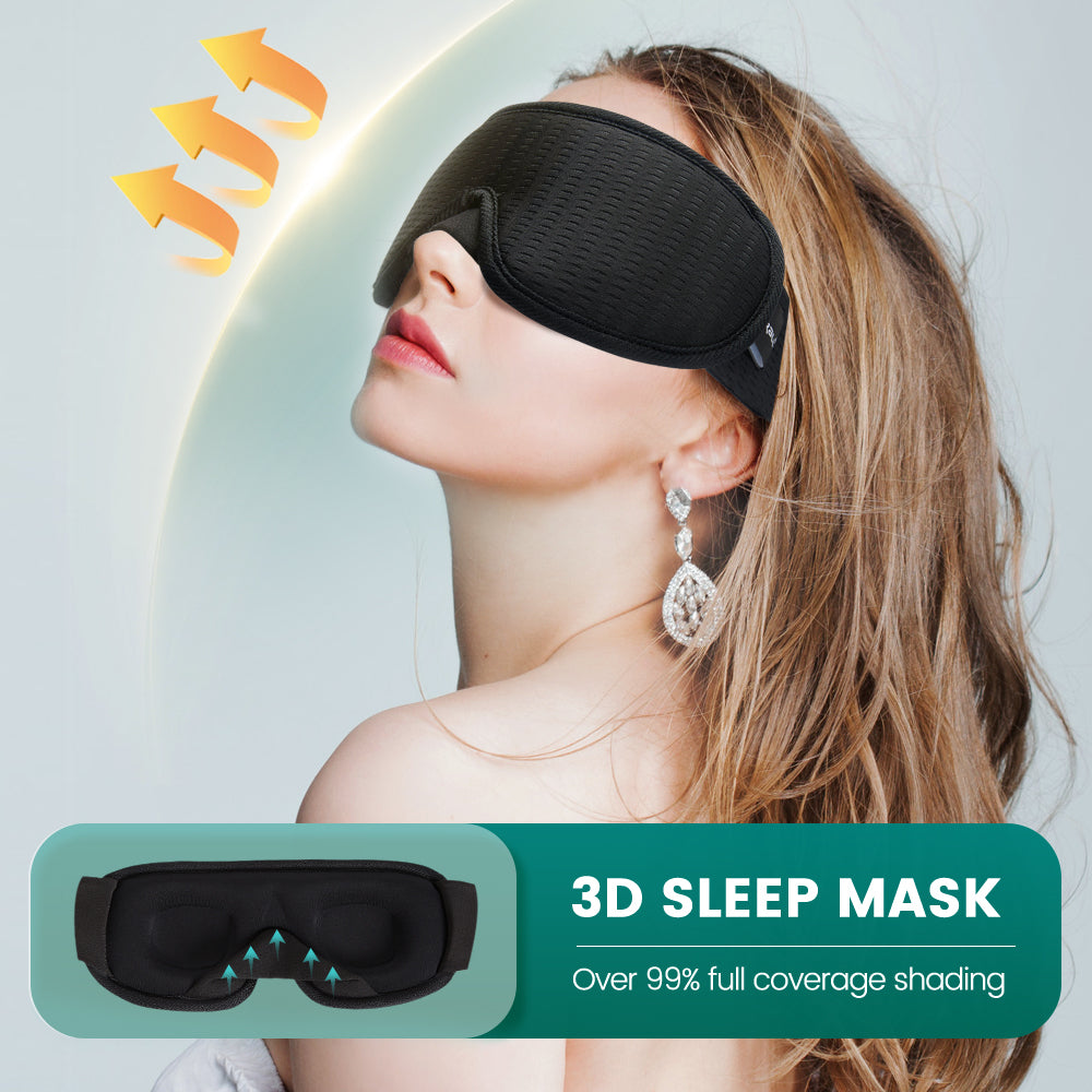 3D Contoured Sleep Mask – Ultra Soft, Breathable Light-Blocking Eye Mask for Deep Sleep, Travel, and Relaxation