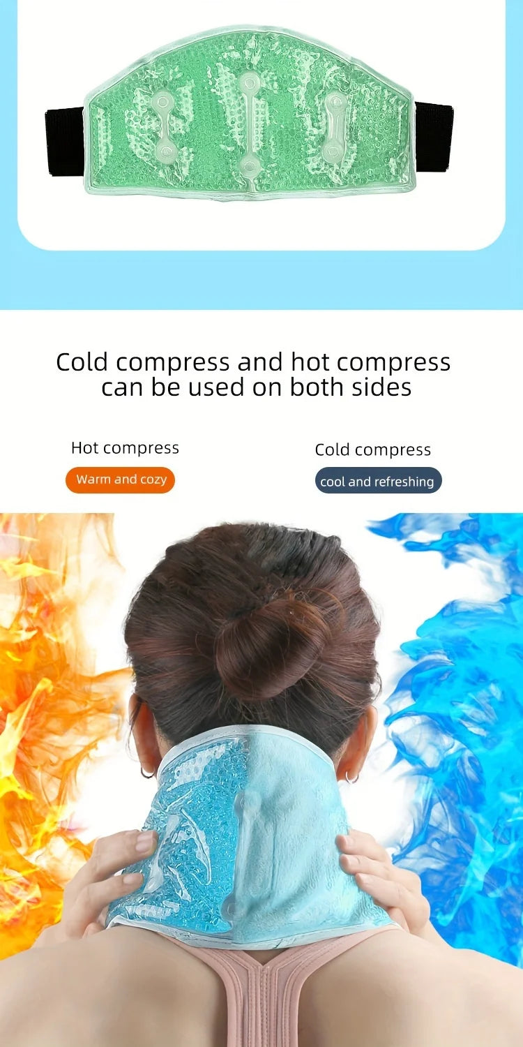 Reusable Gel Bead Neck Strap - Universal Fit Hot/Cold Compress for Shoulder, Neck, and Waist Relief - Microwave and Refrigerator