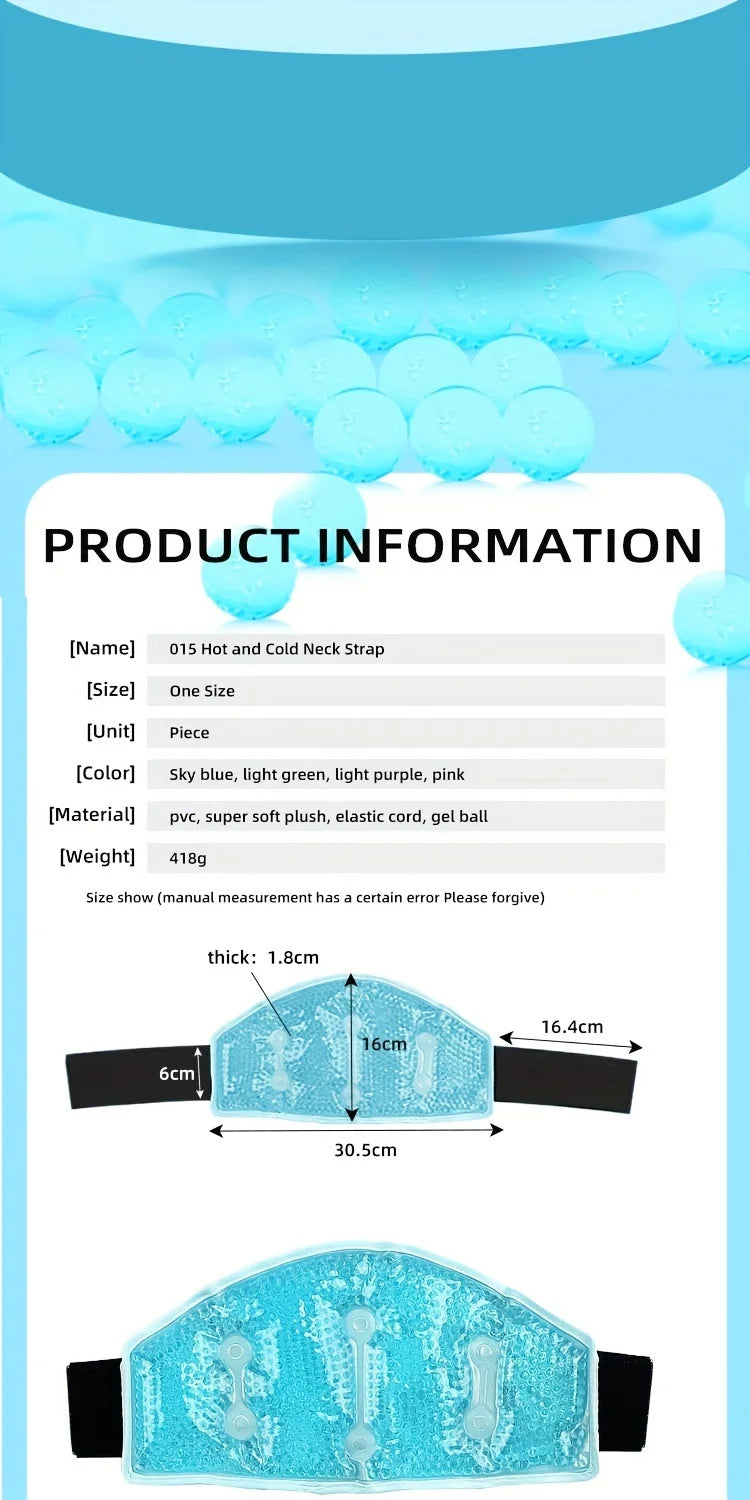 Reusable Gel Bead Neck Strap - Universal Fit Hot/Cold Compress for Shoulder, Neck, and Waist Relief - Microwave and Refrigerator