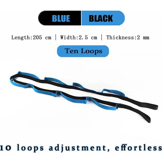 10-Loop Yoga Stretching Strap – Flexibility & Physical Therapy Band for Fitness, Pilates, Dance, and Gymnastics