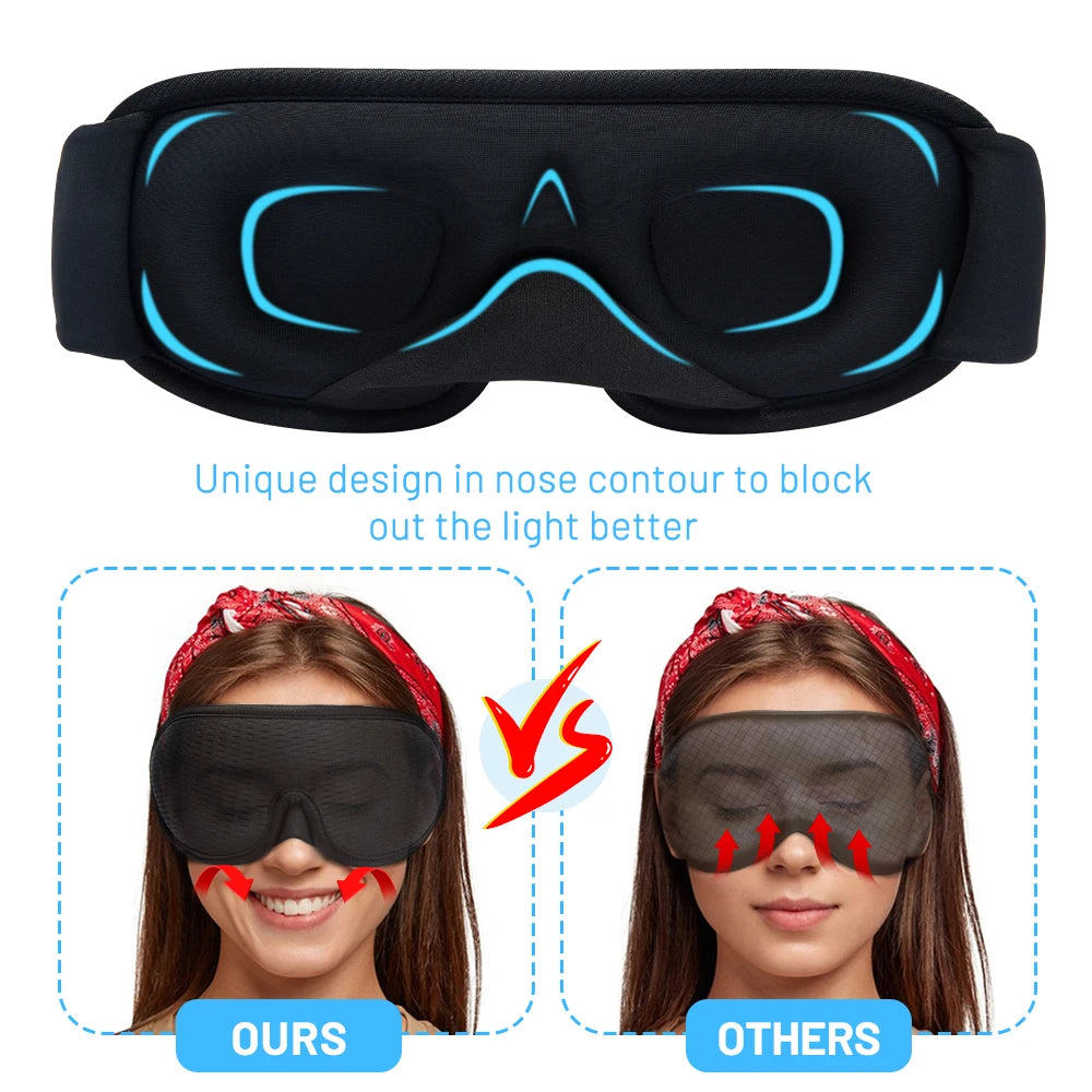 3D Contoured Sleep Mask – Ultra Soft, Breathable Light-Blocking Eye Mask for Deep Sleep, Travel, and Relaxation