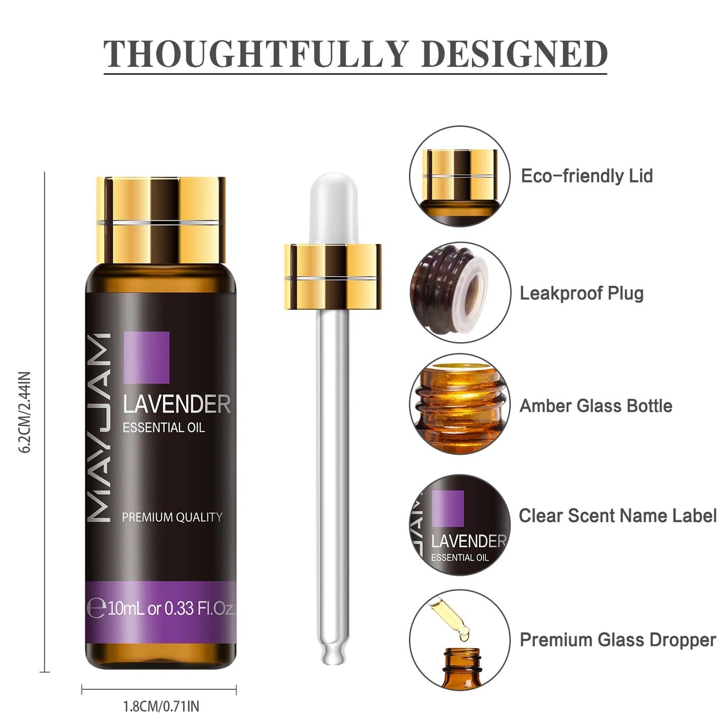 Pure Essential Oils Set (10ML) – Lavender, Eucalyptus, Rose, Lemon, Mint & More for Relaxation, Diffusers & Aromatherapy
