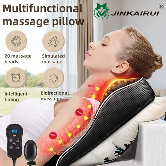 Jinkairui Acupressure Neck Massage Pillow – Electric Heat and Vibration Therapy for Deep Cervical & Body Relaxation